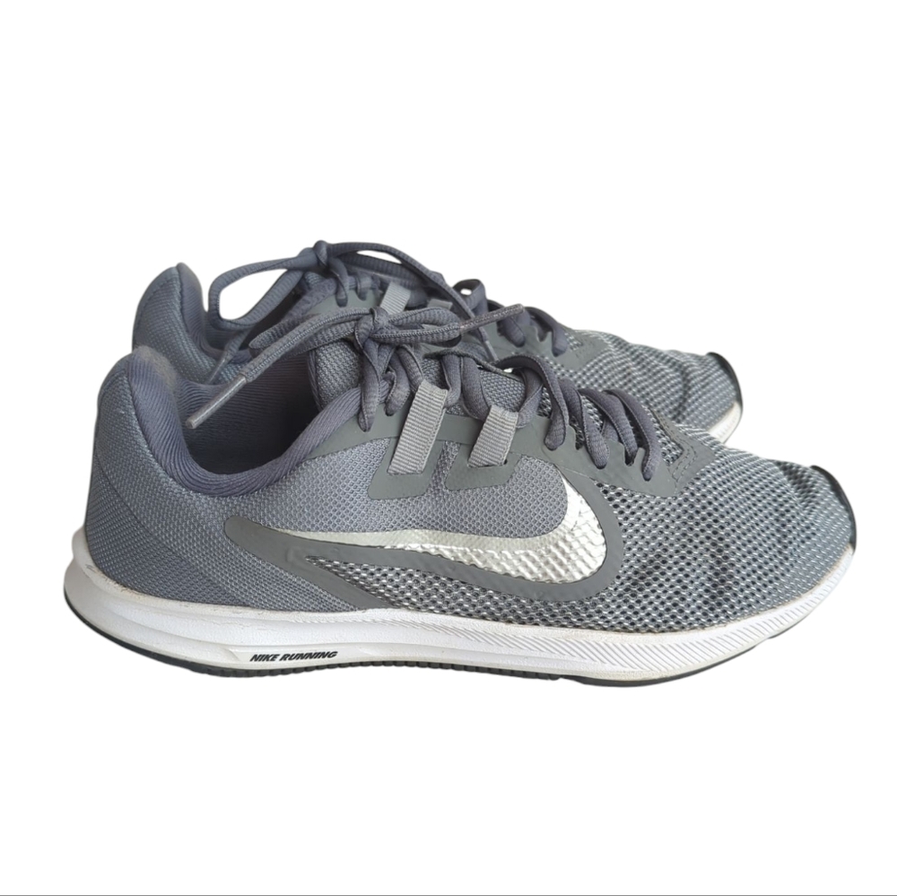Nike Running Downshifter Lace-Up Sneakers 6.5 Gray Silver